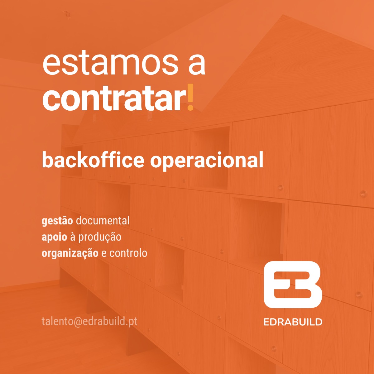 Anúncio de recrutamento da Edrabuild para backoffice operacional
